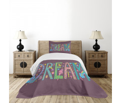 Doodle Art Dream Word Bedspread Set