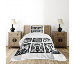 Tribal Abstract Animals Bedspread Set