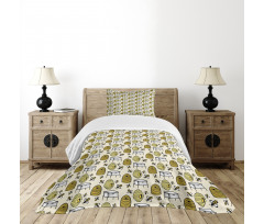 Caricature Bee Hives Rural Bedspread Set