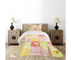 Floral and Geometric Tiles Bedspread Set