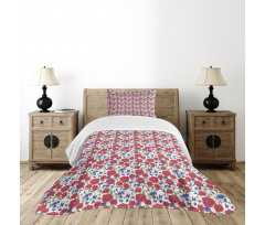 Summer Theme Red Poppies Bedspread Set