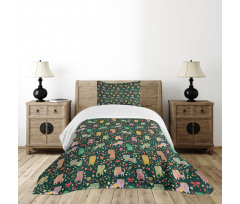 Nocturnal Theme Kittens Bedspread Set