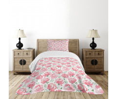 Stamped Peony Design Bedspread Set