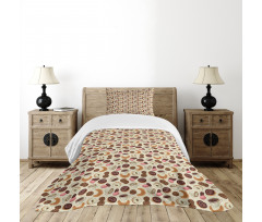 Donuts and Coffee Art Bedspread Set