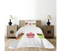 Puffy Party Cupcakes Bedspread Set