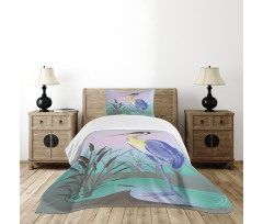 Heron with Reed Water Bedspread Set