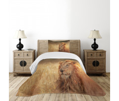 Male Lion Grass Field Bedspread Set