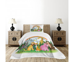 Animals Under Rainbow Bedspread Set