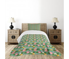 Vivid Color Hibiscus Bedspread Set