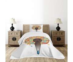 Woman with Luxuriant Hair Bedspread Set