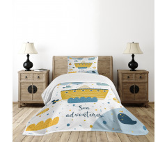 Ship and Puffy Clouds Bedspread Set
