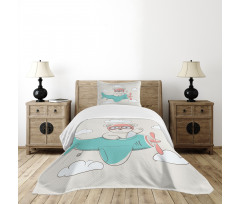 Teddy Bear on Biplane Bedspread Set