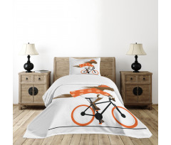 Hipster Horse Riding Bike Bedspread Set
