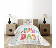 Happy Day Words Bedspread Set