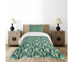 Scarlet Macaw Parrots Bedspread Set