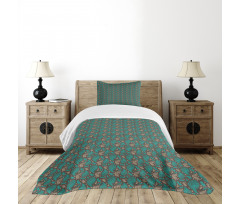 Retro Curly Leaves Bedspread Set