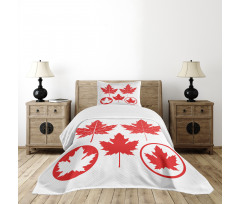 Canadian Flag Motifs Bedspread Set