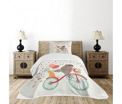 Raccoon on Bicycle Bedspread Set