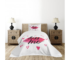 Grunge Hearts Lipstick Bedspread Set