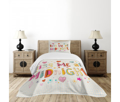 Colorful Letters Words Bedspread Set