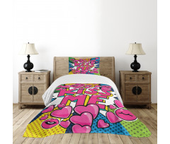 Retro Hearts Lipstick Bedspread Set