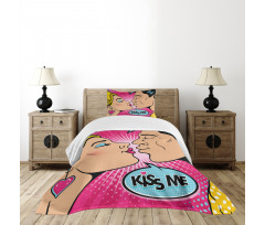 Young Pop Art Couple Bedspread Set