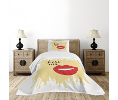 Feminine Romantic Words Bedspread Set