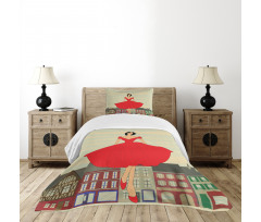 Lady in Red Dress Bedspread Set