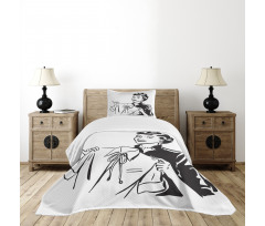 Lady with Blouse Bedspread Set