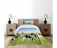 Graphic Domestic Cows Bedspread Set