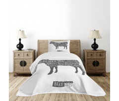 Hand-Drawn Butcher Cuts Bedspread Set