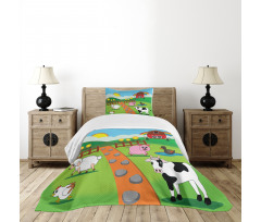 Cartoon Farmhouse Life Bedspread Set