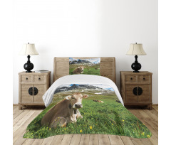 Alpine Mountain Milk Cow Bedspread Set