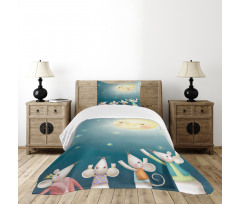 Mouse Crowd Full Moon Bedspread Set