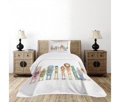 Animals Boy Girl Heart Bedspread Set