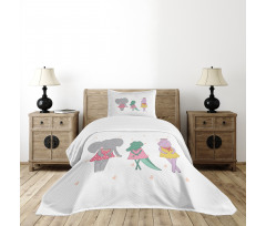 Elephant Girl Polka Dress Bedspread Set