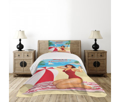 Red Bathing Suits Bedspread Set