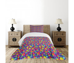 Rainbow Color Tone Heart Bedspread Set