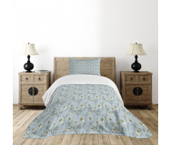 Floral Doodle Silhouette Bedspread Set