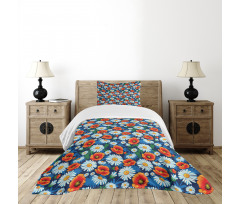 Vibrant Colored Poppies Bedspread Set