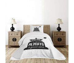 Grungy Typography Coffee Bedspread Set