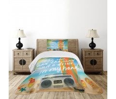 Tropical Beach Surfboard Bedspread Set