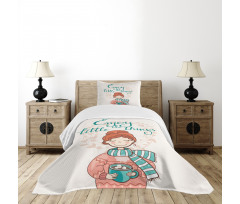 Winter Cartoon Woman Bedspread Set