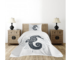 Uplifting Phrase Seahorse Bedspread Set