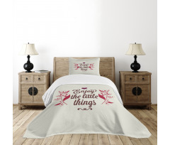 Retro Slogan and Flowers Bedspread Set