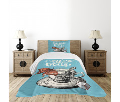 Antique Tea Cup Sketch Bedspread Set