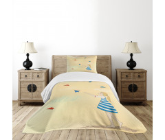 Girl with Paper Planes Bedspread Set