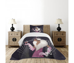 Fur Collar Lady Bedspread Set