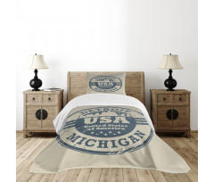 Detroit Michigan Stamp Bedspread Set