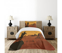 Sunset Scene and Cowboy Bedspread Set